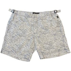 Rodd & Gunn Mens Size Small Blue and White Print Swim Trunks with Mesh Liner